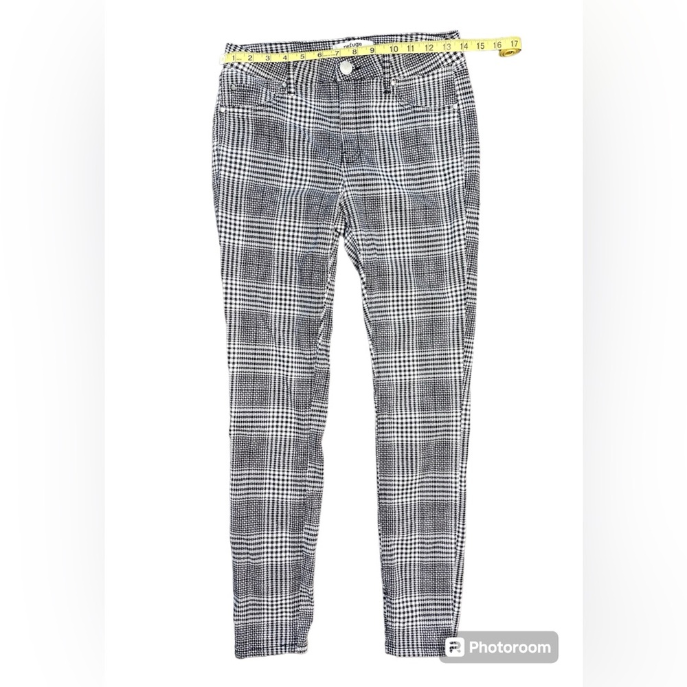 Refuge Women’s Stretch Skinny Black & White Plaid Jeans Pants Size 2 - Picture 9 of 11